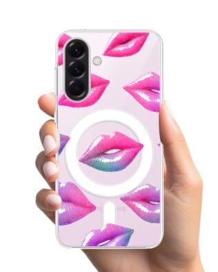 Etui do Samsung Galaxy A57 z MagSafe przeźroczyste, silikonowe Flexi, hologramowe usta