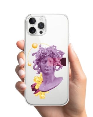 Etui do iPhone 12 Pro przeźroczyste, silikonowe flexi, antyczna figura, meduza