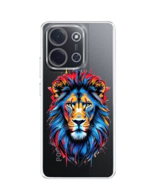 Etui do Xiaomi POCO C85 przeźroczyste, silikonowe Flexi, Dzika Mandala, Lew