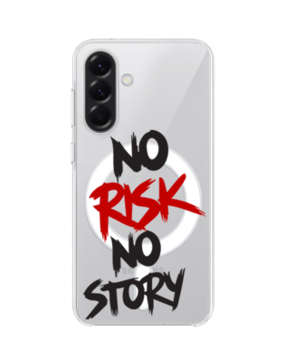 Etui do Samsung Galaxy A57 z MagSafe przeźroczyste, silikonowe Flexi, Positive Vibes, No Risk No Story