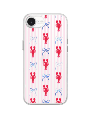 Etui do iPhone 17e przeźroczyste, silikonowe Flexi, krab i kokardki