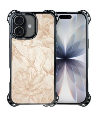 Etui do iPhone 17 IBIZU DropGuard Ultra z MagSafe, Relief Garden, Botaniczny biskwit