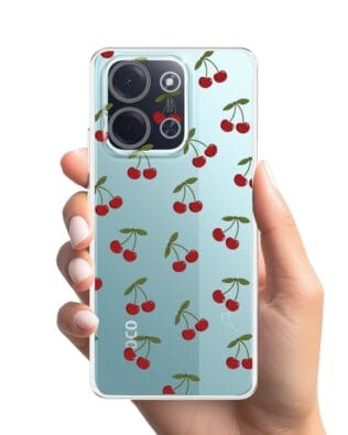 Etui do Xiaomi POCO C85 przeźroczyste, silikonowe Flexi, Mini Patterns, Wiśnie