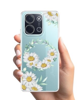 Etui do Xiaomi POCO C85 przeźroczyste, silikonowe Flexi, wianek stokrotek