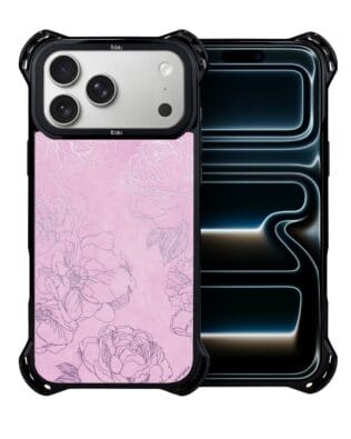 Etui do iPhone 17 Pro Max IBIZU DropGuard Ultra z MagSafe, Relief Garden, Różowe piwonie