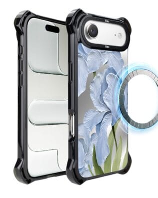Etui do iPhone Air IBIZU DropGuard Ultra z MagSafe, Relief Garden, Błękitny irys