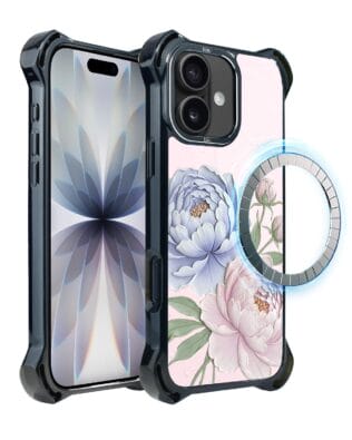 Etui do iPhone 17 IBIZU DropGuard Ultra z MagSafe, Relief Garden, Piwoniowy róż