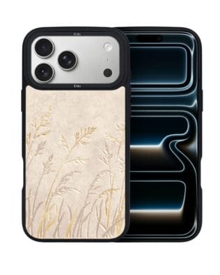 Etui do iPhone 17 Pro IBIZU DropGuard Matt z MagSafe, Relief Garden, Kłosy z piaskowca