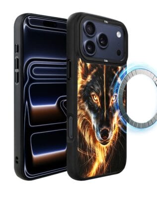 Etui do iPhone 17 Pro Max IBIZU DropGuard Matt z MagSafe, Wilki, Ognisty Wilk