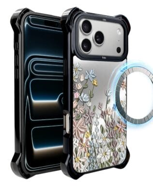 Etui do iPhone 17 Pro IBIZU DropGuard Ultra z MagSafe, Relief Garden, Wiosenna łąka