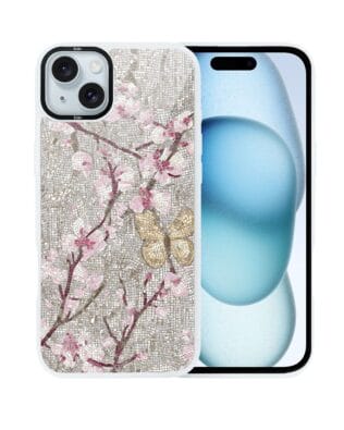 Etui do iPhone 15 Plus IBIZU DropGuard Matt z MagSafe, Modern Classics, Mozaika kwitnącej wiśni