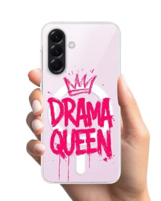 Etui do Samsung Galaxy A57 z MagSafe przeźroczyste, silikonowe Flexi, Positive Vibes, Drama Queen