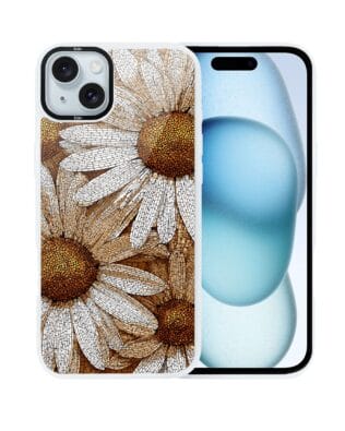 Etui do iPhone 15 Plus IBIZU DropGuard Matt z MagSafe, Modern Classics, Mozaika rumianków