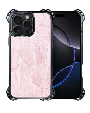 Etui do iPhone 16 Pro IBIZU DropGuard Ultra z MagSafe, Relief Garden, Tulipanowy fresk