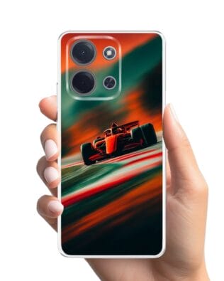 Etui do Xiaomi POCO C85 przeźroczyste, silikonowe Flexi, Szybkie Auta, Wyścig F1