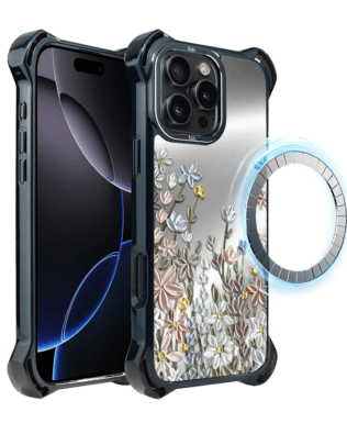 Etui do iPhone 16 Pro Max IBIZU DropGuard Ultra z MagSafe, Relief Garden, Wiosenna łąka