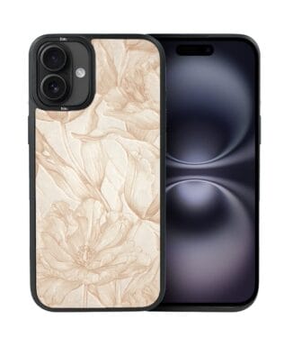 Etui do iPhone 16 Plus IBIZU DropGuard Matt z MagSafe, Relief Garden, Botaniczny biskwit