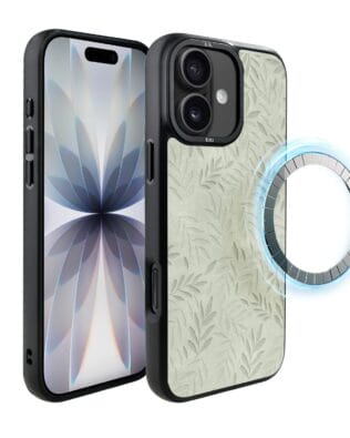 Etui do iPhone 17 IBIZU DropGuard Matt z MagSafe, Relief Garden, Ślad oliwki