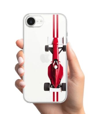 Etui do iPhone 17e przeźroczyste, silikonowe Flexi, Szybkie Auta, czerwone F1