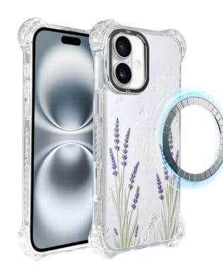 Etui do iPhone 16 Plus IBIZU DropGuard Ultra z MagSafe, Relief Garden, Prowansalska lawenda