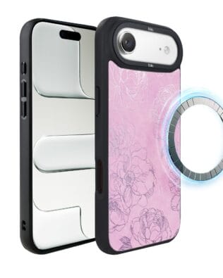 Etui do iPhone Air IBIZU DropGuard Matt z MagSafe, Relief Garden, Różowe piwonie