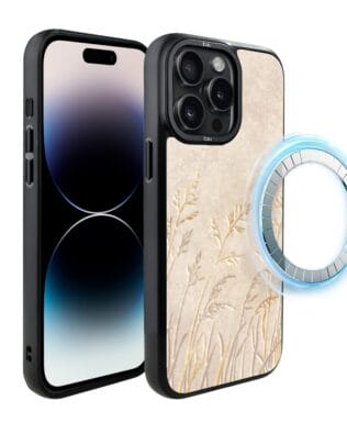 Etui do iPhone 14 Pro Max IBIZU DropGuard Matt z MagSafe, Relief Garden, Kłosy z piaskowca