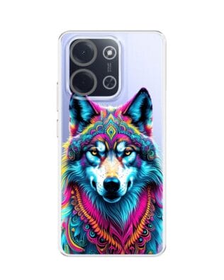 Etui do Xiaomi POCO C85 przeźroczyste, silikonowe Flexi, Dzika Mandala, Wilk