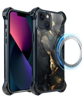 Etui do iPhone 13 IBIZU DropGuard Ultra z MagSafe, Ethereal Essence, Czarny diament ze złotem