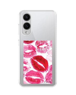 Etui do Samsung Galaxy S25 Edge z MagSafe przeźroczyste, silikonowe Flexi, pocałunki z napisem „love”