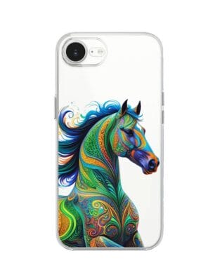 Etui do iPhone 17e przeźroczyste, silikonowe Flexi, Dzika Mandala, Koń