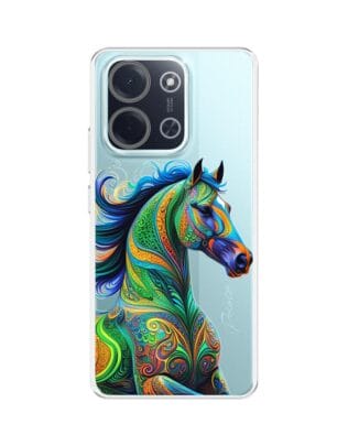 Etui do Xiaomi POCO C85 przeźroczyste, silikonowe Flexi, Dzika Mandala, Koń
