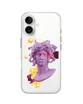 Etui do iPhone 16 przeźroczyste, silikonowe Flexi, antyczna figura, meduza