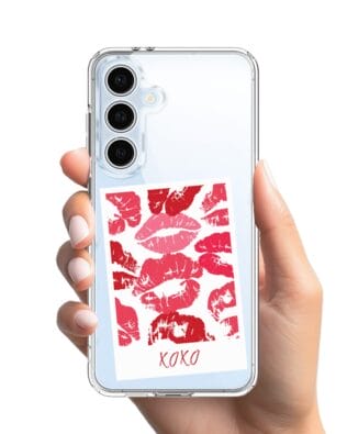 Etui do Samsung Galaxy S24 FE z MagSafe przeźroczyste, silikonowe Flexi, pocałunki, polaroid