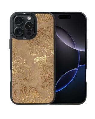 Etui do iPhone 16 Pro Max IBIZU DropGuard Matt z MagSafe, Relief Garden, Złote piwonie