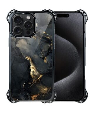 Etui do iPhone 15 Pro IBIZU DropGuard Ultra z MagSafe, Ethereal Essence, Czarny diament ze złotem