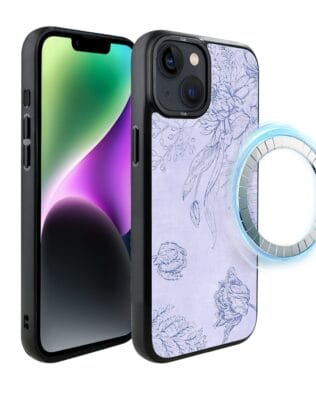 Etui do iPhone 14 Plus IBIZU DropGuard Matt z MagSafe, Relief Garden, Kwiatowa płaskorzeźba