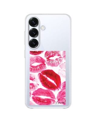 Etui do Samsung Galaxy S25 Plus z MagSafe przeźroczyste, silikonowe Flexi, pocałunki z napisem „love”