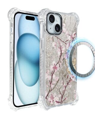 Etui do iPhone 15 Plus IBIZU DropGuard Ultra z MagSafe, Modern Classics, Mozaika kwitnącej wiśni