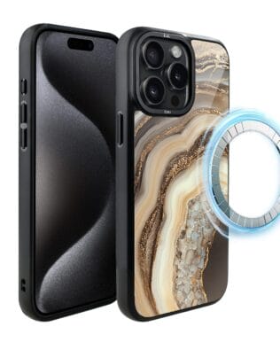 Etui do iPhone 15 Pro IBIZU DropGuard Matt z MagSafe, Ethereal Essence, Miodowy agat