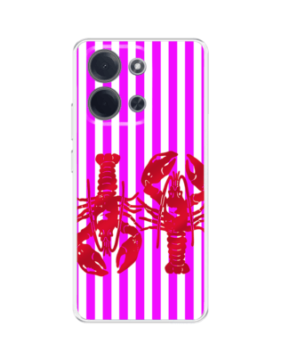 Etui do Xiaomi POCO C85 przeźroczyste, silikonowe Flexi, Summer Patterns, kraby z różowymi paskami