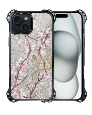 Etui do iPhone 15 IBIZU DropGuard Ultra z MagSafe, Modern Classics, Mozaika kwitnącej wiśni