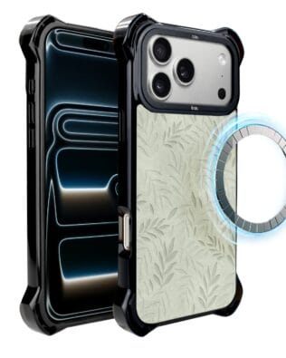 Etui do iPhone 17 Pro IBIZU DropGuard Ultra z MagSafe, Relief Garden, Ślad oliwki