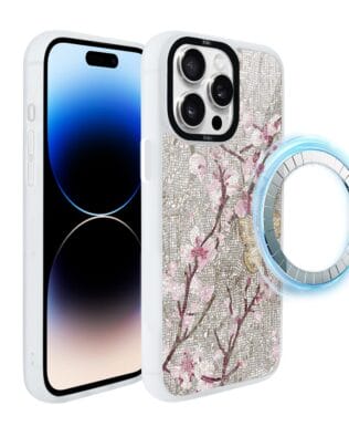 Etui do iPhone 14 Pro Max IBIZU DropGuard Matt z MagSafe, Modern Classics, Mozaika kwitnącej wiśni