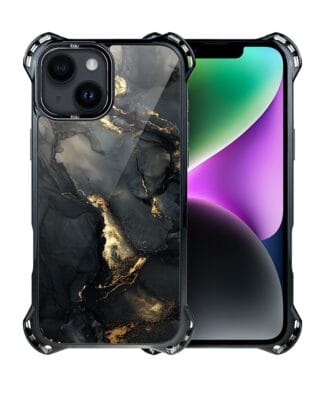 Etui do iPhone 14 IBIZU DropGuard Ultra z MagSafe, Ethereal Essence, Czarny diament ze złotem