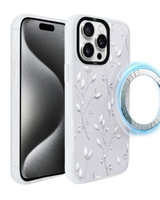 Etui do iPhone 15 Pro Max IBIZU DropGuard Matt z MagSafe, Zimowa magia, Lodowe kwiaty
