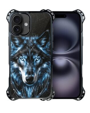 Etui do iPhone 16 IBIZU DropGuard Ultra z MagSafe, Wilki, Lodowy Wilk