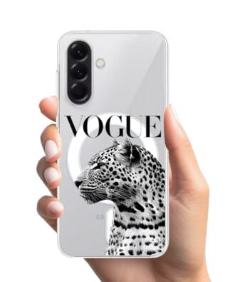 Etui do Samsung Galaxy A57 z MagSafe przeźroczyste, silikonowe Flexi, Positive Vibes, Tygrys Vogue