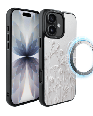 Etui do iPhone 17 IBIZU DropGuard Matt z MagSafe, Relief Garden, Suszone kwiaty polne