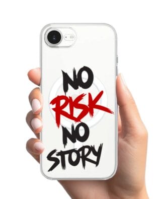 Etui do iPhone 17e z MagSafe przeźroczyste, silikonowe Flexi, Positive Vibes, No Risk No Story