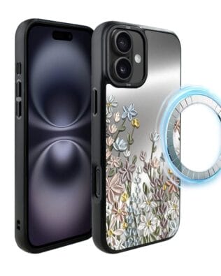 Etui do iPhone 16 IBIZU DropGuard Matt z MagSafe, Relief Garden, Wiosenna łąka